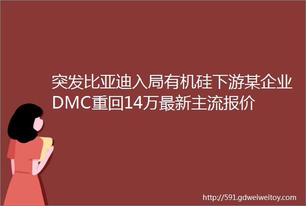 突发比亚迪入局有机硅下游某企业DMC重回14万最新主流报价
